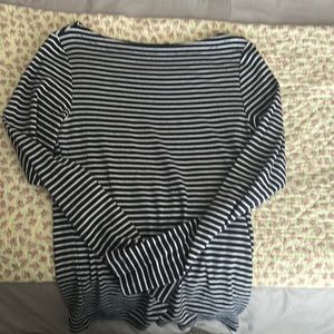Gap Long Sleeved navy and white striped boatneck top